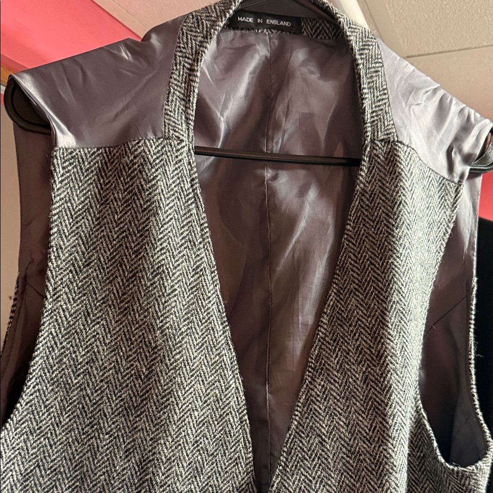 Classic Gray Herringbone Men's Vest